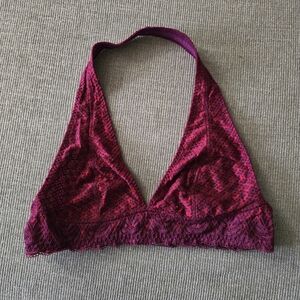 Free People Intimately Textured Velvet Halter Bralette in Burgundy Size Small